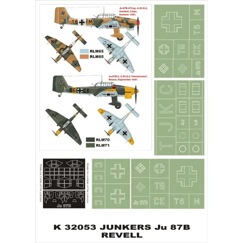 Aanbieding Junkers Ju 87B 2 canopy mask (exterior and interior) + 4 insignia masks (designed to Be Farming with Revell kits)