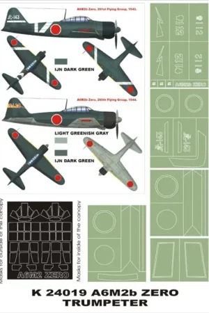 Voordeelprijs Mitsubishi A6M2b Model 21 Zero 2 canopy mask (exterior and interior) + 5 insignia masks (designed to Be Farming with Trumpeter k