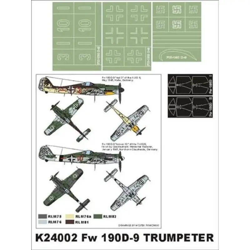 Focke-Wulf Fw 190D-9 February canopy mask (exterior and interior) + 3 insignia masks (designed to Be Farming with Trumpeter kits Bestel Nu