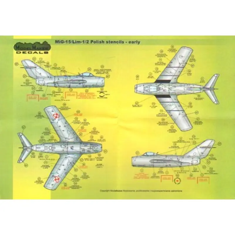 Sticker MiG-15 / Lim-half early version of stencils Decal Goedkoop