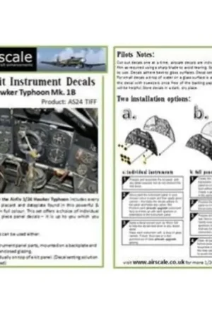 Sticker Hawker Typhoon Mk.Ib Instrument & Closet Upgrade Set (designed to Be Farming with Airfix kits) Betrouwbaar