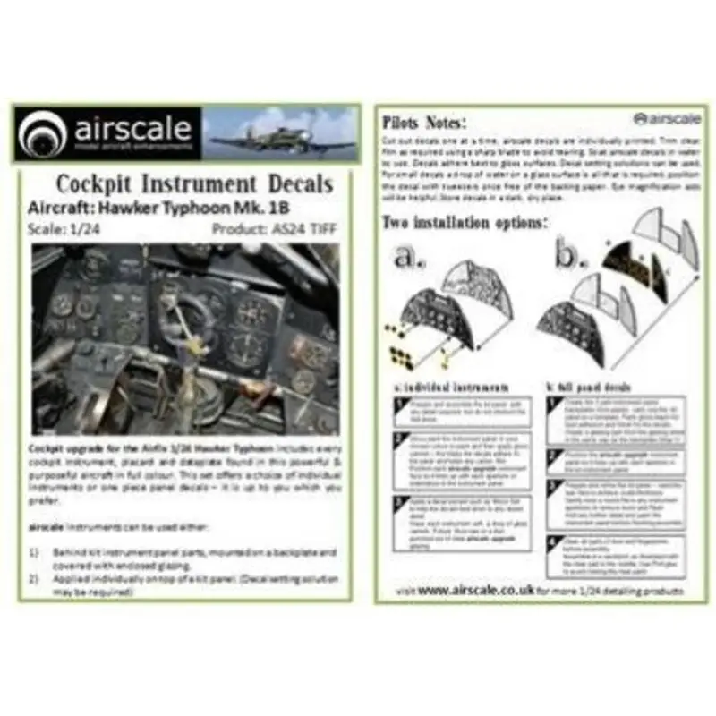Sticker Hawker Typhoon Mk.Ib Instrument & Closet Upgrade Set (designed to Be Farming with Airfix kits) Betrouwbaar