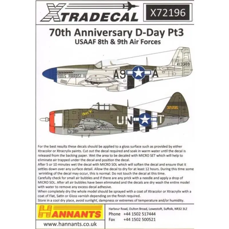 Sticker D-Day 70th Anniversary June 1944 Pt 3, 8th and 9th U.S. Army Air Forces (12) P-51B Mustang 43-6523 YF-E 358thFS, 355thFG Finale Uitverkoop