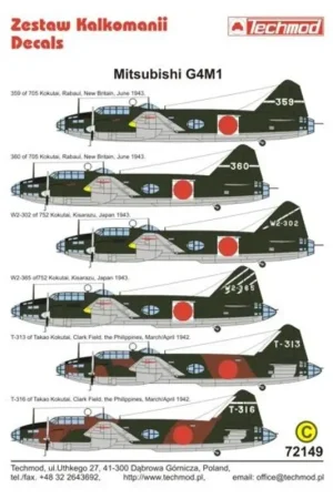 Sticker Mitsubishi G4M1 Betty Pt 1 Decal Veilige Betaling