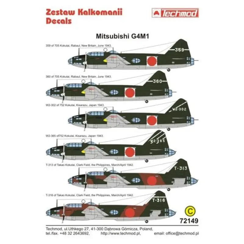 Sticker Mitsubishi G4M1 Betty Pt 1 Decal Veilige Betaling