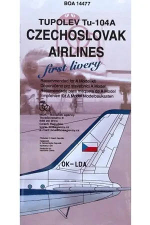 Sticker Tupolev Tu-104A first Czechoslovak Airlines livery Gecertificeerd