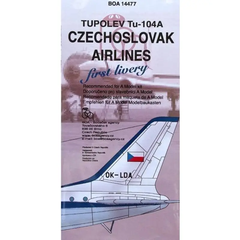 Sticker Tupolev Tu-104A first Czechoslovak Airlines livery Gecertificeerd