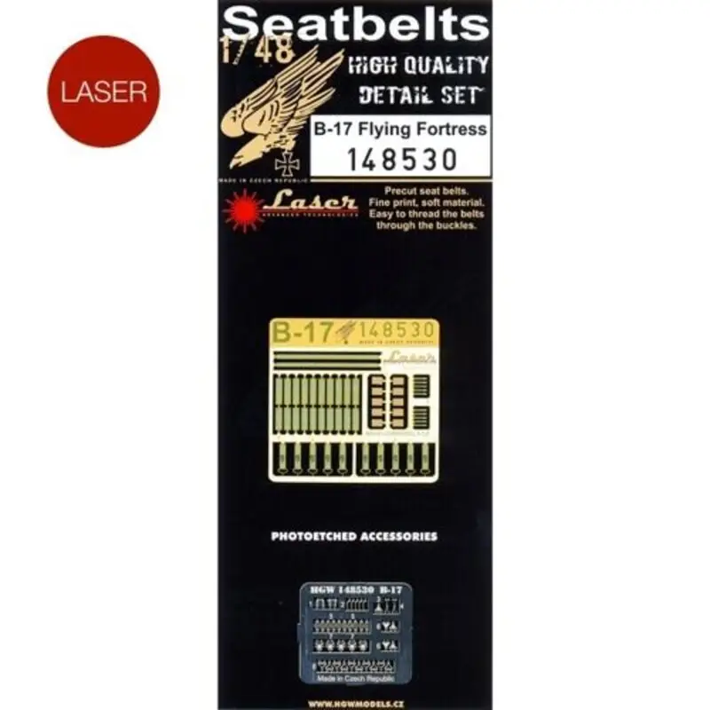 Boeing B-17F/B-17G FLYING FORTRESS - SEATBELTS Seat belts, suitable for B-17 Flying Fortress, are made from micro-plastic foil. Gereduceerde Prijs