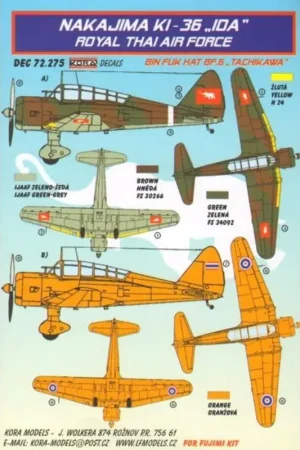 Nakajima Ki-36 IDA (Royal Thai AF) (designed to be used with Fujimi kits) Accessoire Beperkte Voorraad