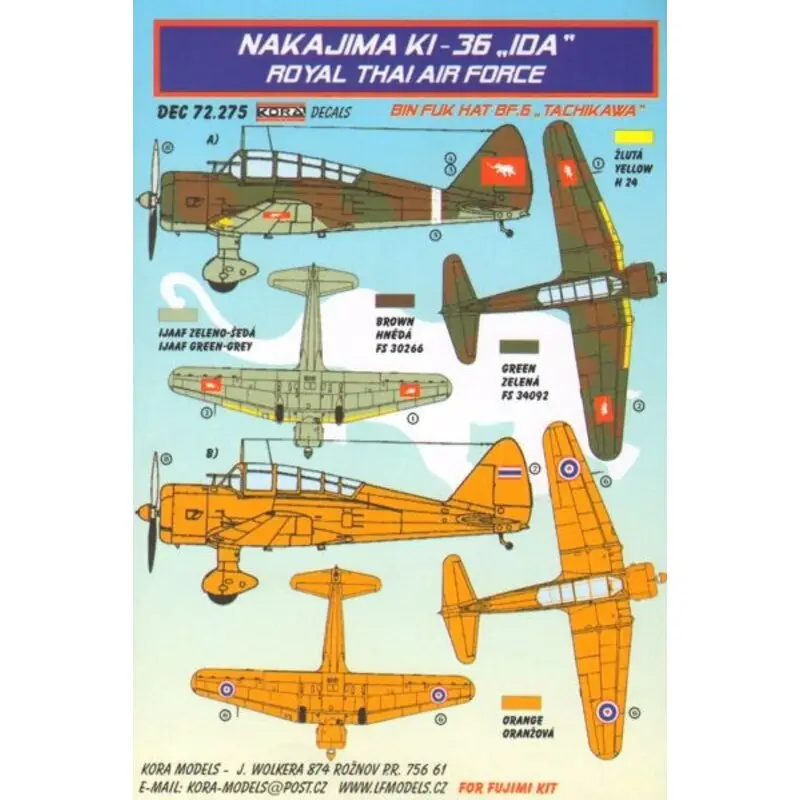 Nakajima Ki-36 IDA (Royal Thai AF) (designed to be used with Fujimi kits) Accessoire Beperkte Voorraad
