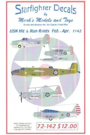 Sticker USN Hit and Run Raids Spring 1942. Decal Gratis Retour