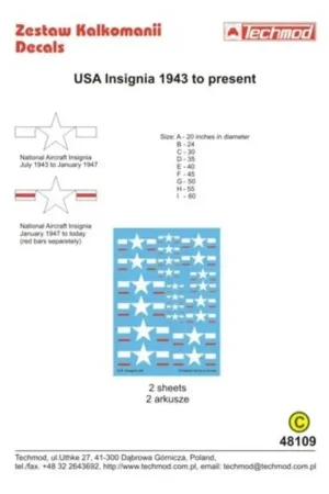 Sticker US National Insignia: 1943 to Present -- 20, 24, 30, 35, 40, 45, 50, 55 and 60 inches in diameter Aanbieding