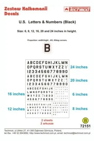 Voordeelprijs Sticker US Letters - Numbers (Black) -- 6, 8, 12, 16, 20 and 24 inches height Decal