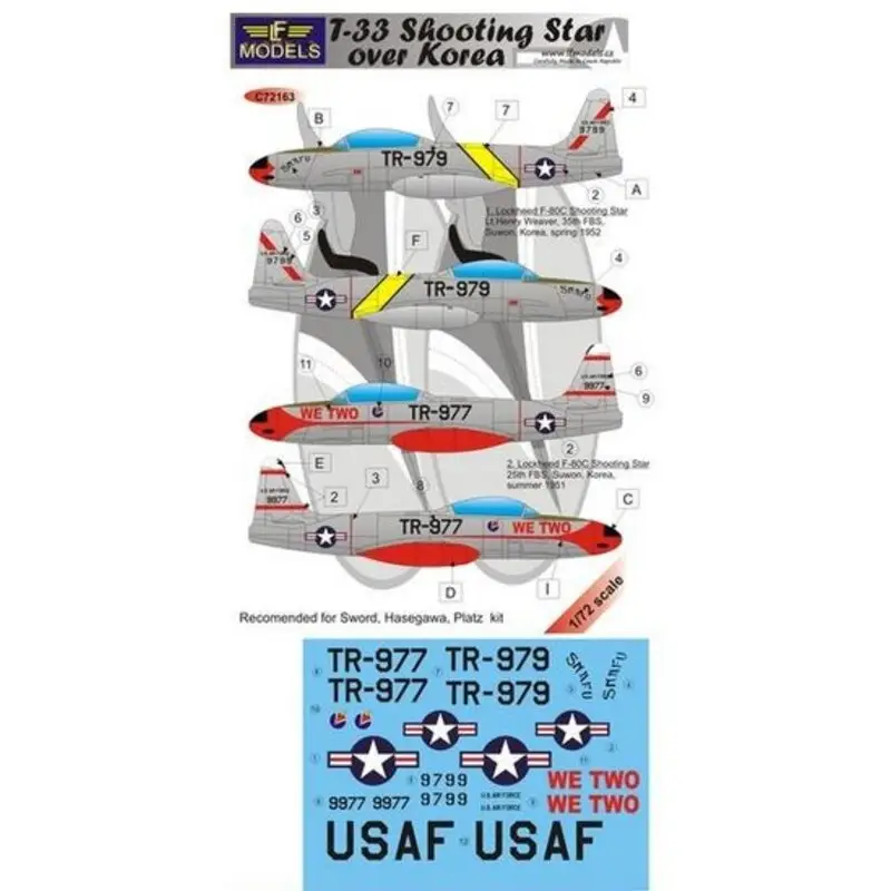 Sticker T-33 Shooting Star over Korea (decal and mask included) (designed to be used with Sword, Hasegawa and Platz kits) Weekendaanbieding