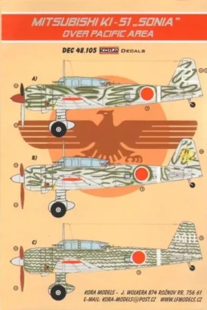 Sticker Mitsubishi Ki-51 SONIA (Over Pacific) (designed to be used with Hasegawa and Nichimo kits) Shop Nu