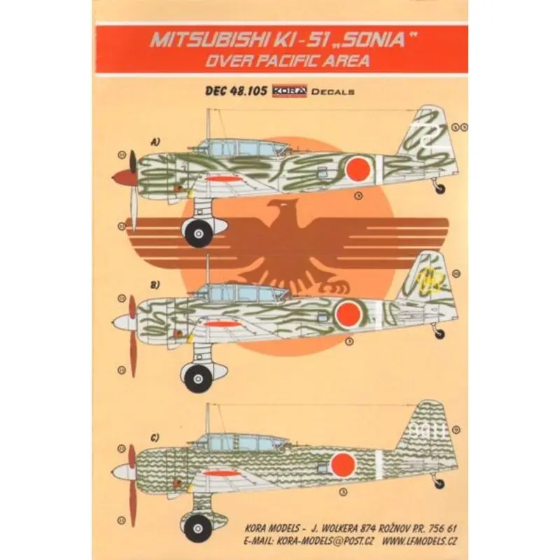 Sticker Mitsubishi Ki-51 SONIA (Over Pacific) (designed to be used with Hasegawa and Nichimo kits) Shop Nu