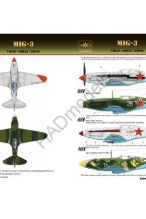 Korting Sticker Mikoyan MiG-3 (white 28, yellow9, black7 with Za Stalina, Za Rodinu) Decal