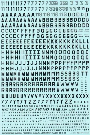 Sticker Identifications markings for French Sepecat Jaguar A - E from 1973 till 2005 Snelle Levering