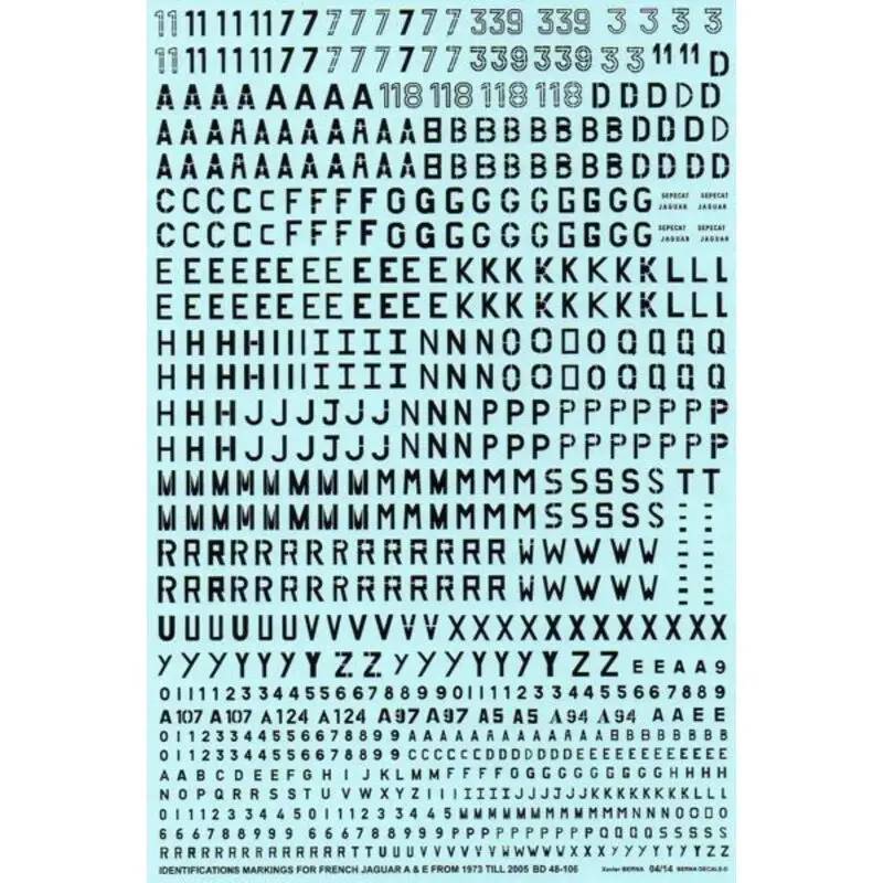 Sticker Identifications markings for French Sepecat Jaguar A - E from 1973 till 2005 Snelle Levering