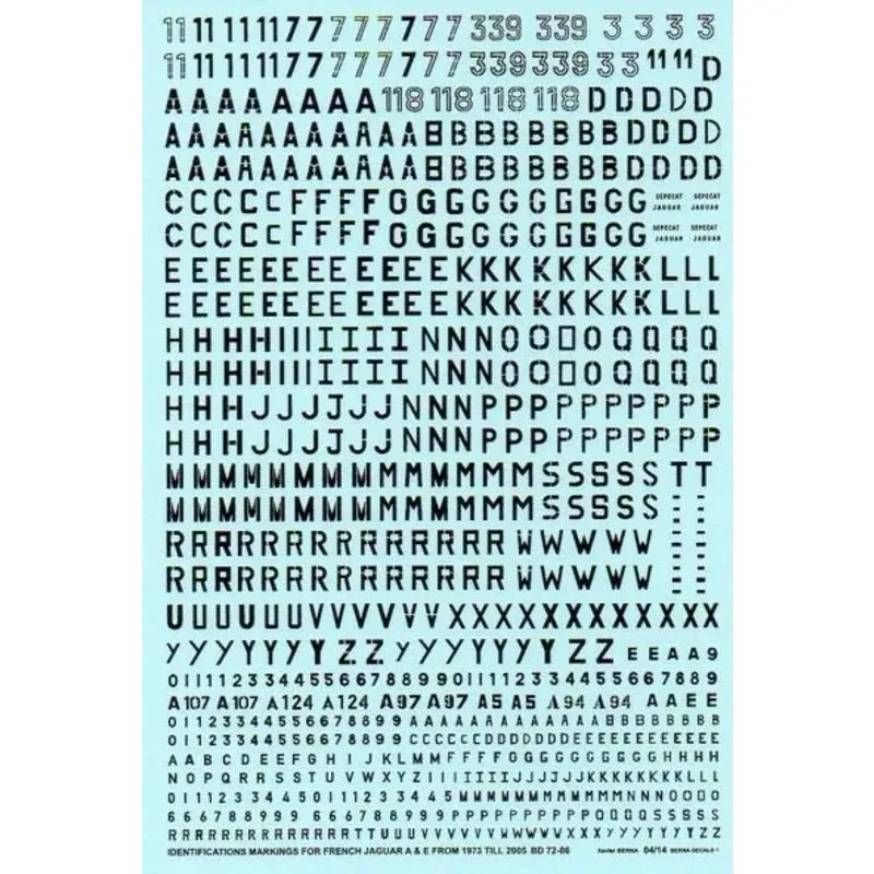 Sticker Identifications markings for French Sepecat Jaguar A - E from 1973 till 2005 Superprijs