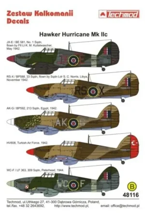 Beperkt Aanbod Sticker Hawker Hurricane Mk.Iic Decal