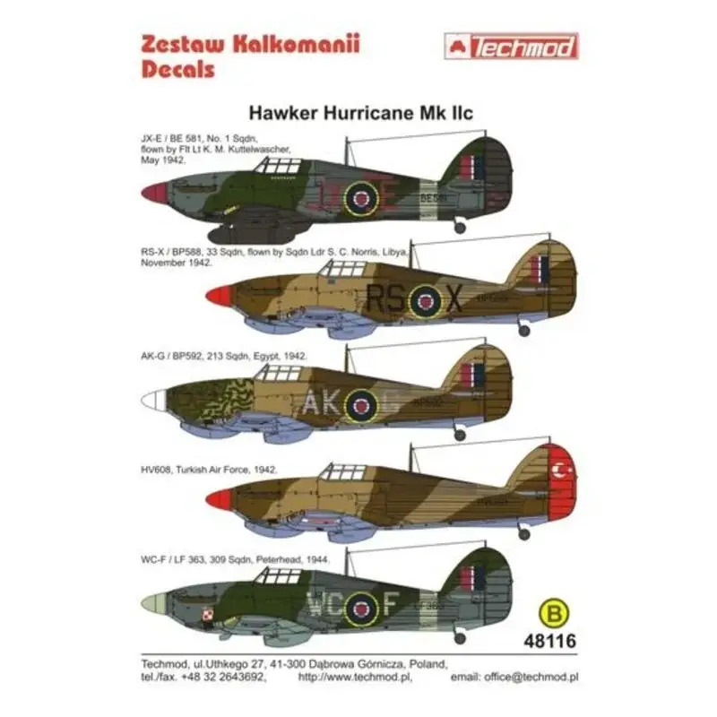 Beperkt Aanbod Sticker Hawker Hurricane Mk.Iic Decal