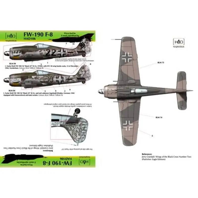 Sticker Focke-Wulf Fw 190F-8 (2Luftwaffe) Decal Premium