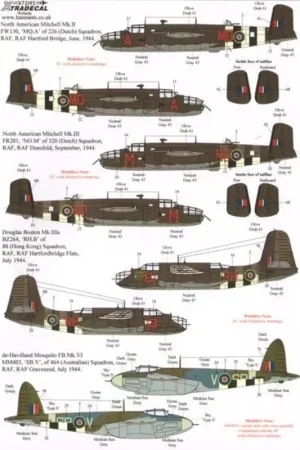 Seizoensaanbieding Sticker D-Day 70th Anniversary June 1944-2014 Pt 2 RAF Multi engine aircraft and Glider (9) North American B-25 Mitchell Mk.II F