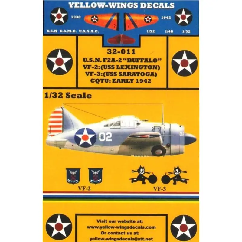 Beperkte Voorraad Sticker Brewster F2A-2 Buffalo (3) 1418 2-F-13 5th Section Leader VF-2 U.S.S. Lexington 1940 - 1432 3-F-17 2nd a/c 6th Section U