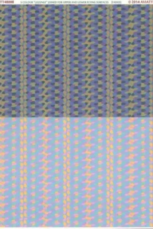 Sticker 5 colour 'lozenge' joined for upper - lower flying surfaces (faded) Decal Laatste Versie