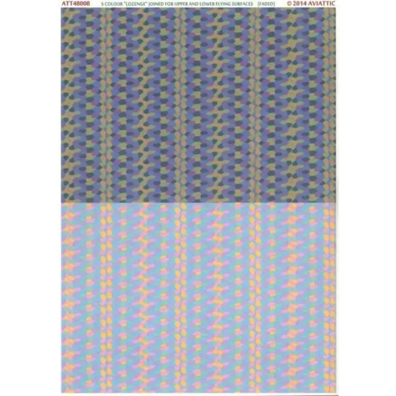 Sticker 5 colour 'lozenge' joined for upper - lower flying surfaces (faded) Decal Laatste Versie