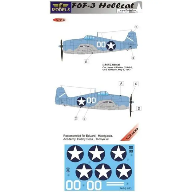 Sticker Grumman F6F-3 Hellcat (designed to be used with Eduard, Hasegawa, Academy, Hobby Boss and Tamiya kits) Koop Vandaag