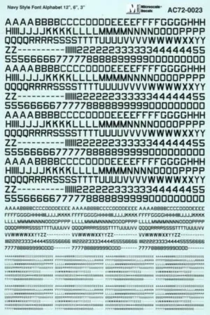 Sticker Navy Style Alphabet Font- 12, 6 And 3 -Black Decal Favoriet