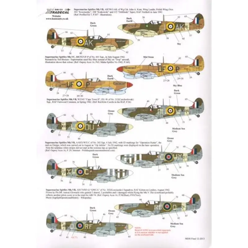 Sticker Supermarine Spitfire AB790 Mk.Vb/c9 AK -J Wg / Cdr John A Decal Seizoensaanbieding