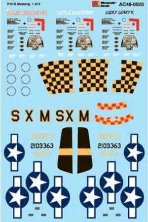 Must-Have Sticker North - American P-51 Mustang -THE STARS LOOK DOWN , LUCKY Leaky II , LITTLE Duckfoot -2 Sheets