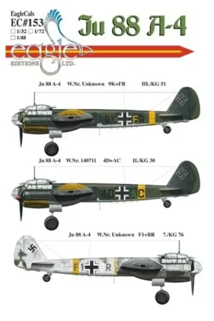 Sticker Junkers Ju 88A -4 Decal Bestel Nu
