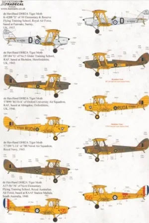 Actieprijs Sticker DH.82A de Havilland Tiger Moth (10) K4288 / D 18 Elementary and Reserve FTS , Fairoaks , Surrey 1837 DF184 / G No. 5 Gli