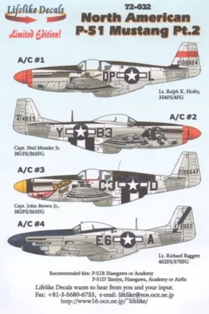 Sticker North - American Mustang P-51B/P-51D Decal Uitverkoop