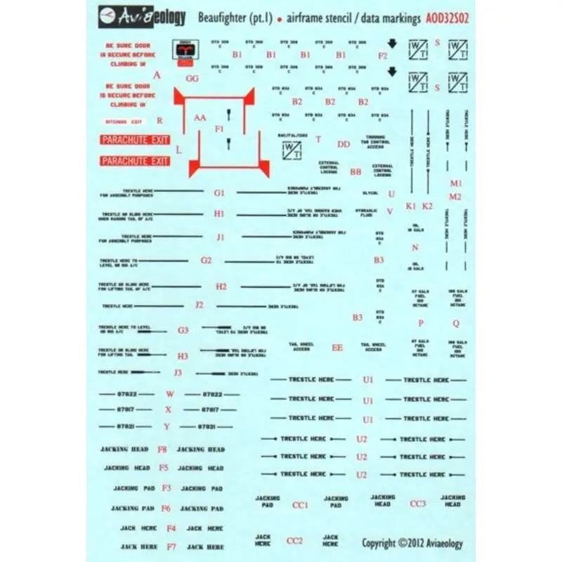 Gratis Retour Sticker Bristol Beaufighter airframe stencil/data (pt.1)