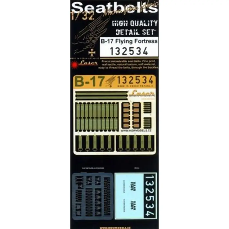 Goedkoop Boeing B-17G Flying Fortress Laser Seat Belt seat with resin and etched parts (designed to be used with Hong Kong Models kits)