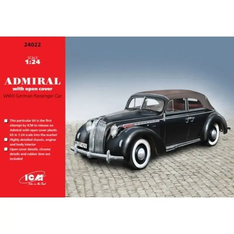 Admiral Cabriolet with open cover - WWII German Passenger Car Schaalmodel Meest Verkocht