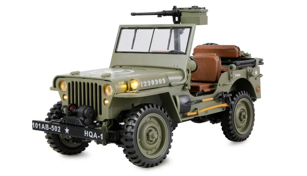 Beperkt Aanbod Amewi 1/14 4WD Jeep Willys MB Scale Crawler 4WD RTR - Groen (metaal, led, geluid, en 2-speed)