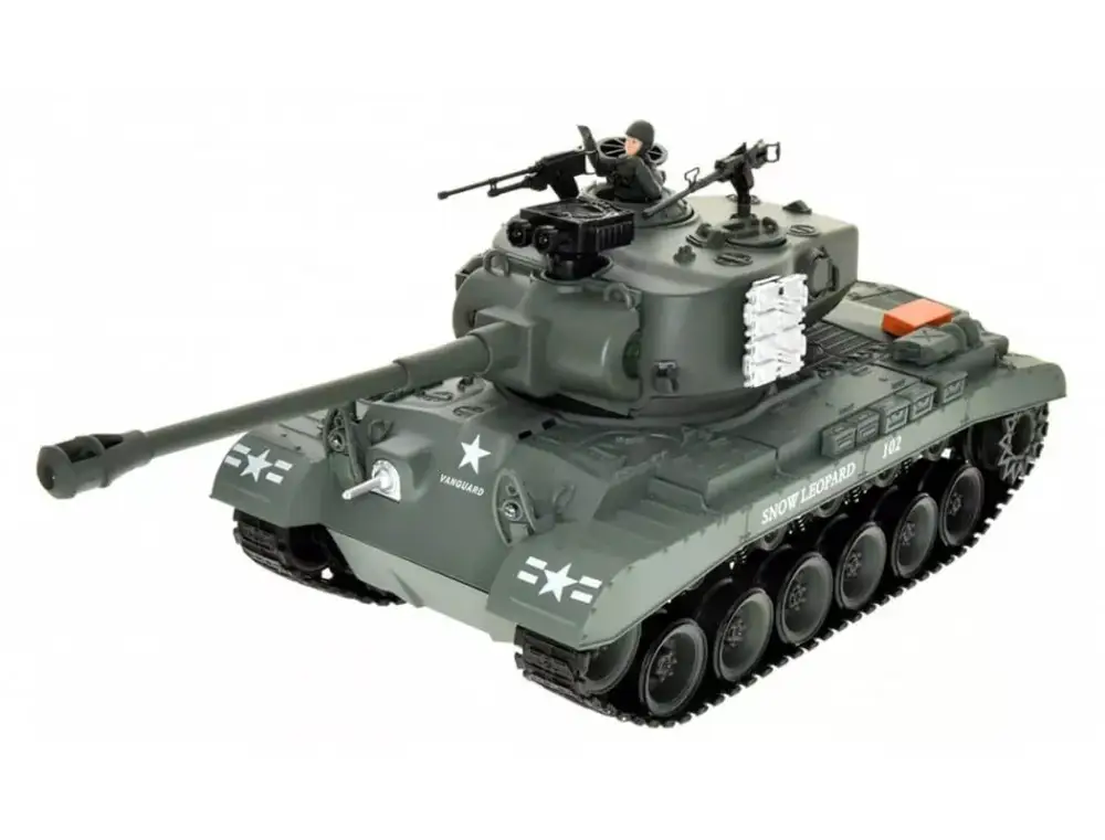 Laatste Versie Brother Tank 1/18 USA M26 Phershing Snow Leopard - Groen