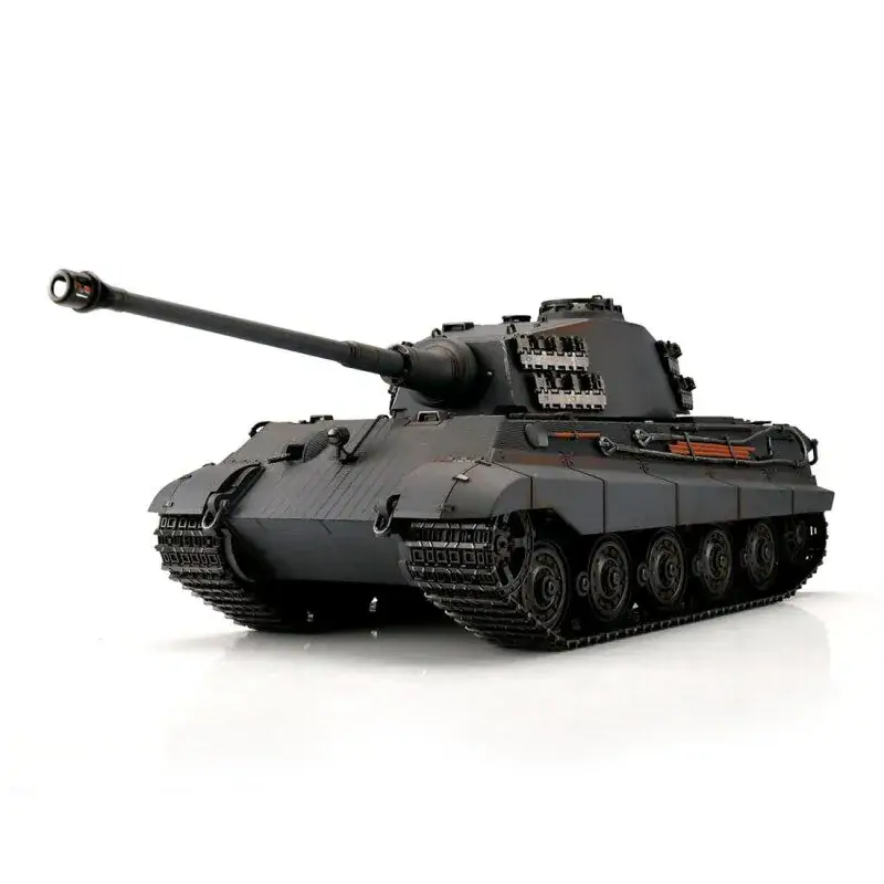 Dagaanbieding Torro Pro-Edition RC Tank 1/16 Königstiger grijs IR + Rook in luxe houten krat