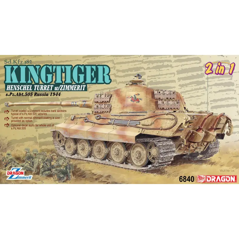 Sd.Kfz.182 KingtigerHenschel Turret w/Zimmerit s.Pz.Abt.505 Russia 1944 -6840 Uitverkoop